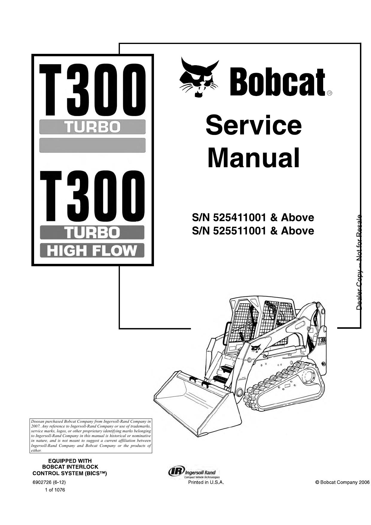 T300 Compact Track Loader Service Manual Bobcat 2